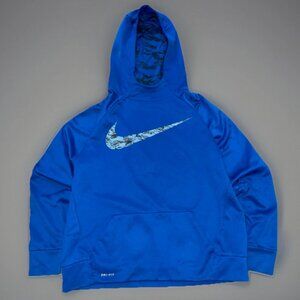 Nike Dri-Fit Hoodie Youth XL Boys 18/20 Blue Pullover Swoosh